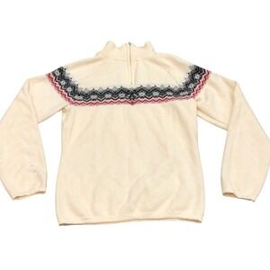 Dale of Norway Sweater Womens Small Cream Fair Isle Quarter Zip Wool Pullover